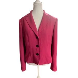 Petite Sophisticate Womens Fuchsia Pink 3 Button Blazer Jacket Size 14 Petite